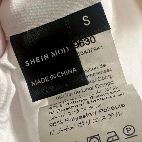 Shein MOD Silk/Satin White V Neck Ruched Mini Dress - Picture 4 of 4